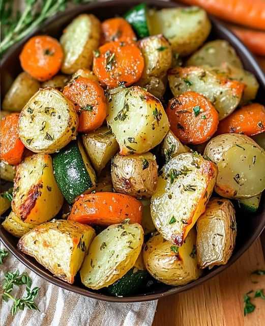 Garlic Herb Roasted Potatoes, Carrots, and Zucchini