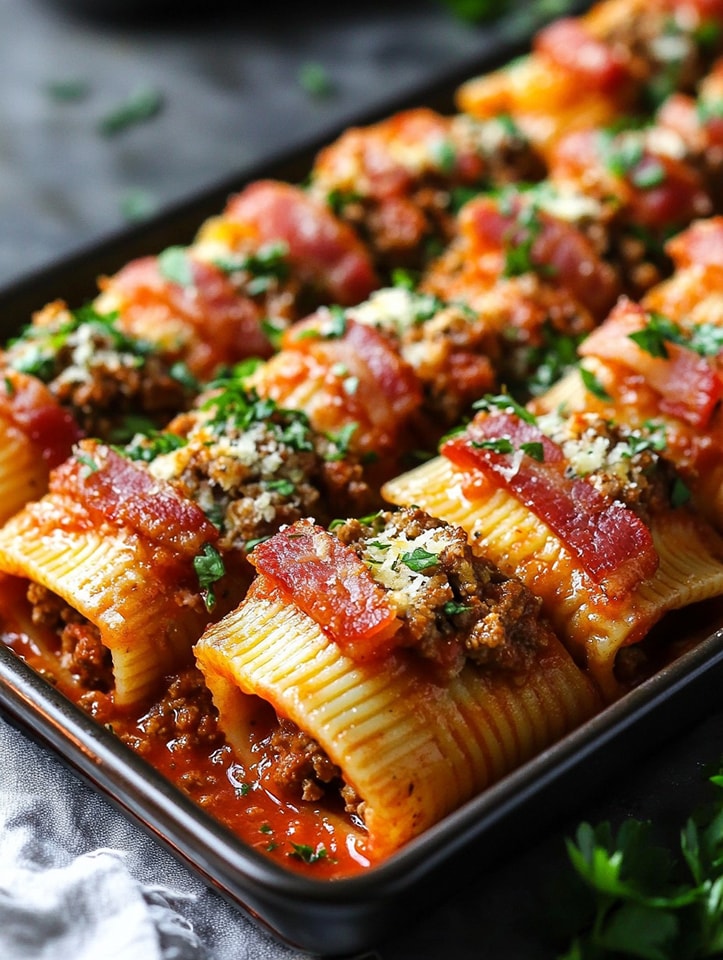 Bacon-Wrapped Stuffed Rigatoni (Shotgun Shells)