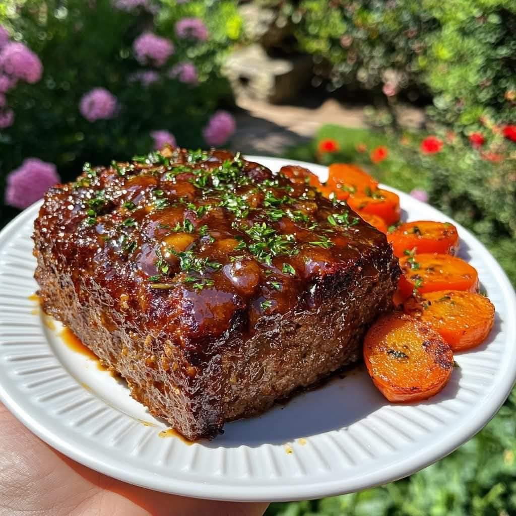 Glazed Meatloaf with Roasted Carrots