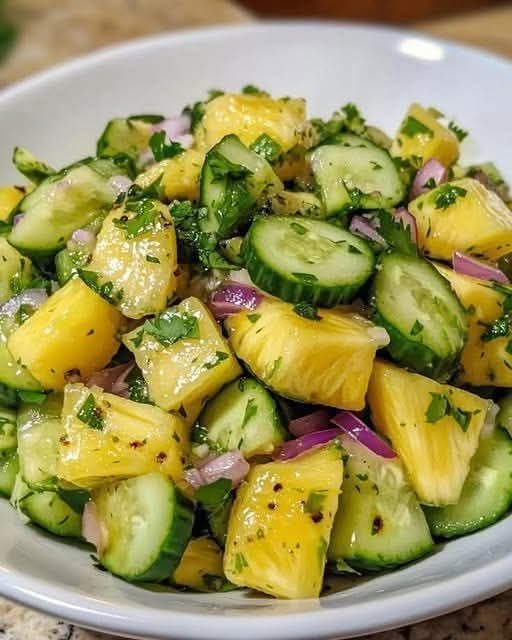 Spicy Pineapple-Cucumber Feta Salad