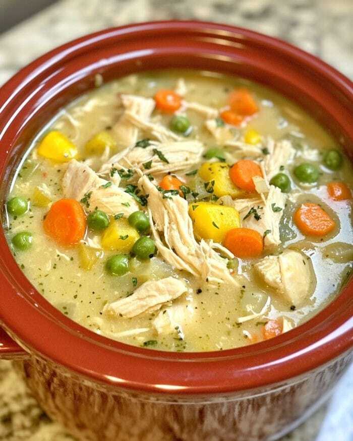 Hearty Slow Cooker Chicken Pot Pie Soup