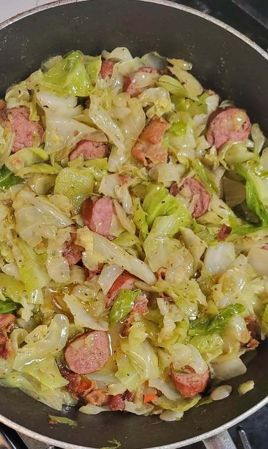 Fried Cabbage with Bacon and Onion