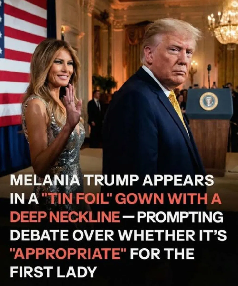 Melania Trump Steps Out in a Silver Look During Mar-a-Lago Event