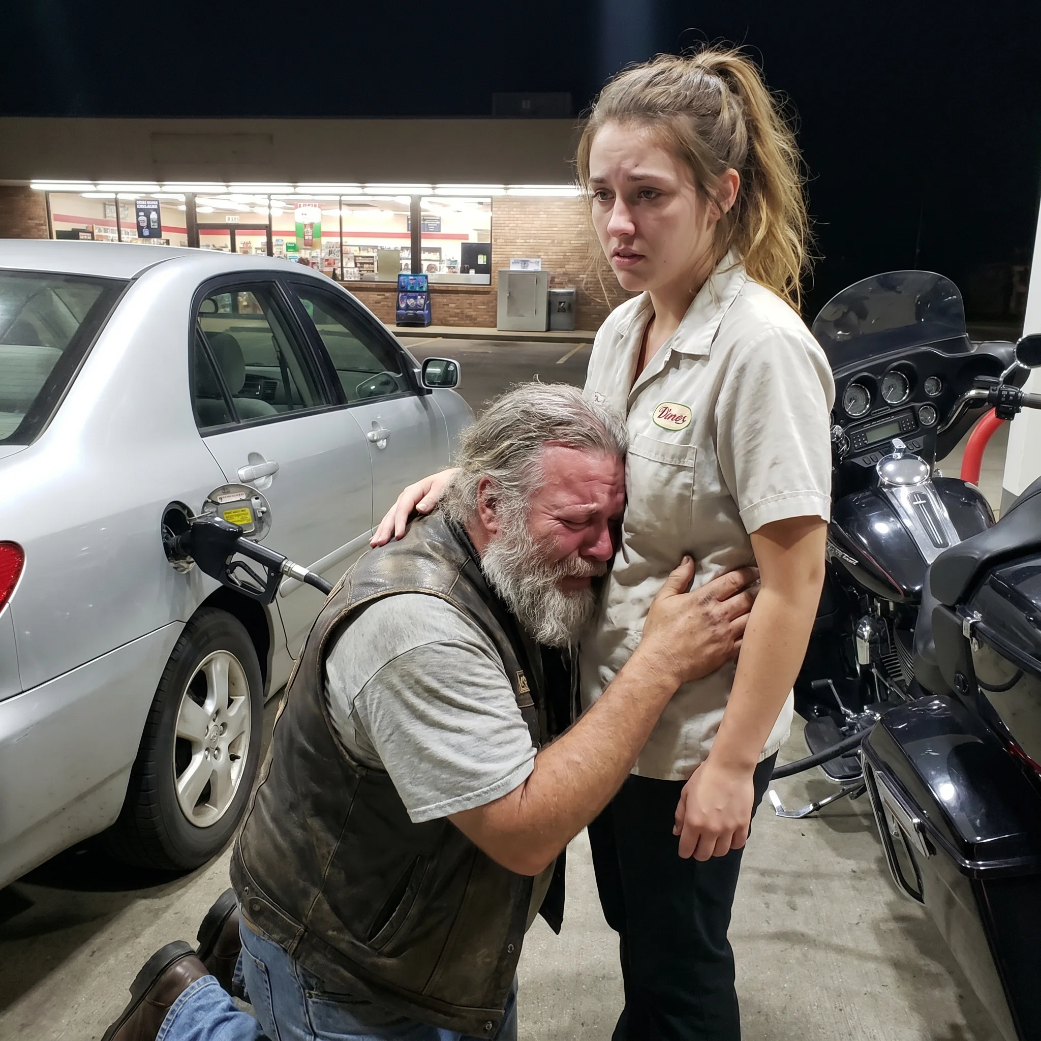 A Giant Biker Collapsed Crying in My Arms at a Gas Station Saying I K*lled Her