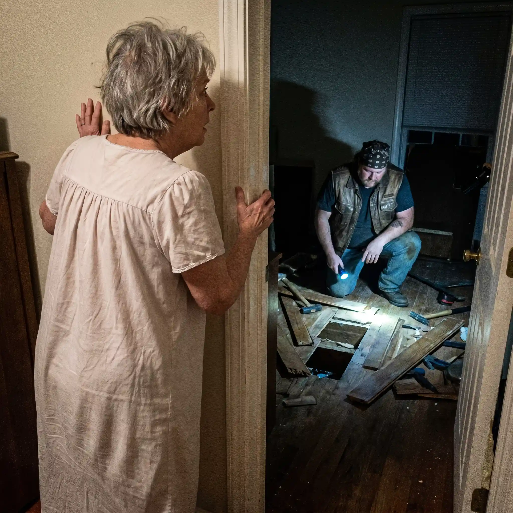 Biker Broke Into Widow’s House at 3am and Ripped Her Floorboards Apart