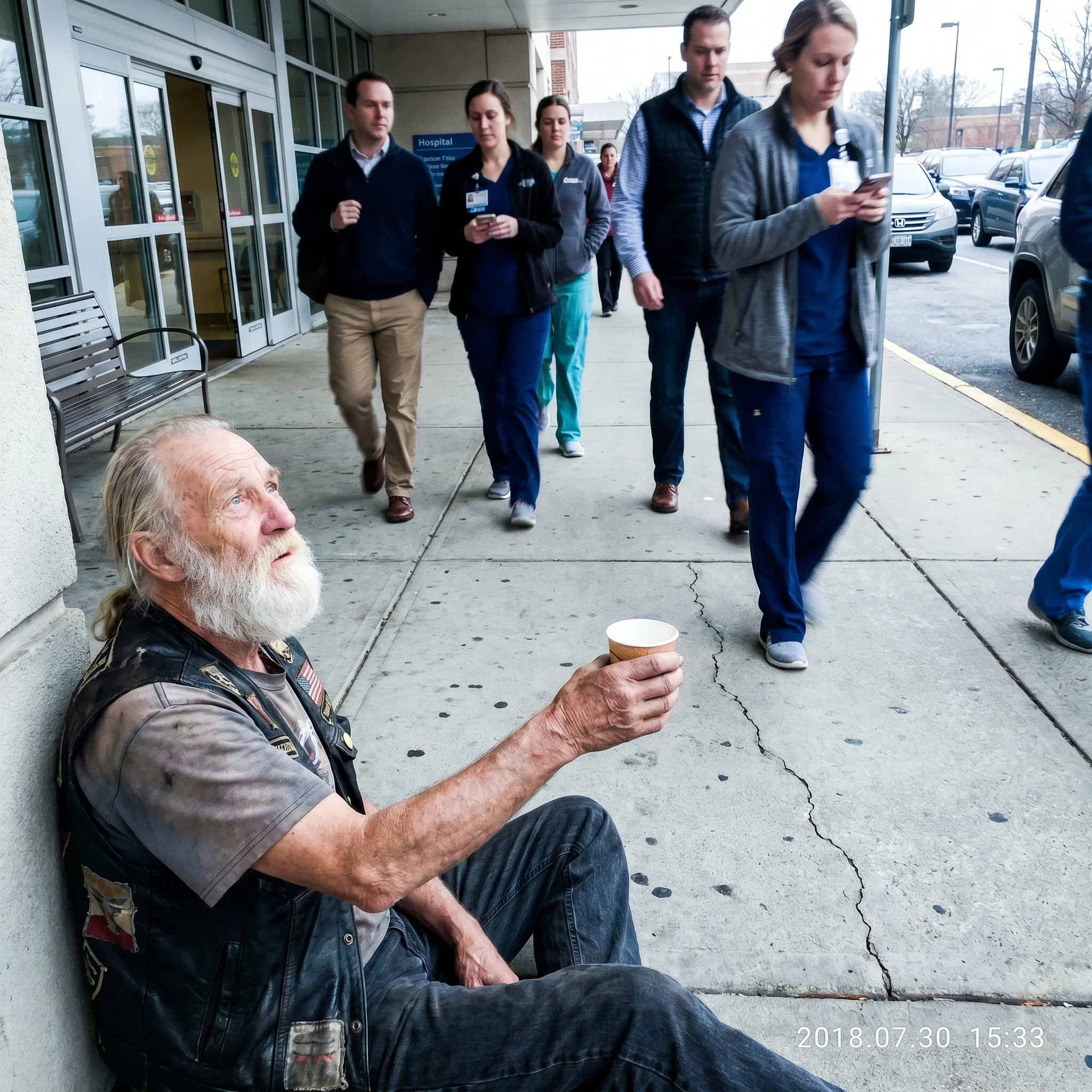 Old Biker Begged Everyone for  Outside a Hospital But Nobody Helped Him